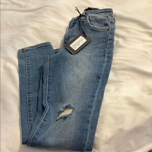 Just Black Light Blue Skinny Jeans with Distressed Knee